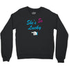 she's so lucky Crewneck Sweatshirt