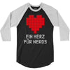 nerd shirt design  herz f&uuml;r nerds computer gaming fun big bang minecr 3/4 Sleeve Shirt