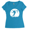 skiier moon moonlight silhouett Women's Triblend Scoop T-shirt