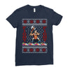 ugly sweater fight christmas t shirts Ladies Fitted T-Shirt