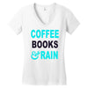 coffee books and rain Women's V-Neck T-Shirt