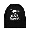tennis eat sleep repeat Baby Beanies