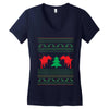 ugly sweater dinosour Women's V-Neck T-Shirt