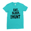 eat sleep hog hunt Ladies Fitted T-Shirt