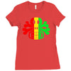 rasta skull and crossbones reggae dub club rave Ladies Fitted T-Shirt