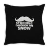 mustaching through snow Throw Pillow
