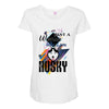 who loves husky Maternity Scoop Neck T-shirt