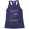 ugly dinosaur merry christmas Racerback Tank