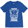 Never Underestimate Dog Rescuer Who Was Born June V-Neck Tee