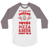 horror movies, pizza and beer 3/4 Sleeve Shirt