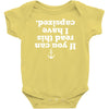 if you can read this i have capsized Baby Onesie