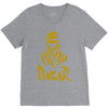 uomo dakar stampa oro moto deserto parigi africa sport V-Neck Tee