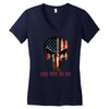 skull us flag live free or die Women's V-Neck T-Shirt