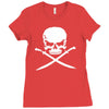 biker pirate skull bones swords Ladies Fitted T-Shirt