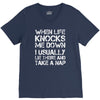 when life knocks me down V-Neck Tee