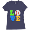 love baseball neon rhinestuds Ladies Fitted T-Shirt