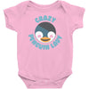 crazy penguin lady Baby Onesie