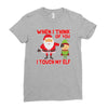touch my elf christmas fun and naughty Ladies Fitted T-Shirt