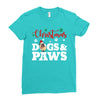 christmas dogs and paws Ladies Fitted T-Shirt