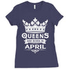 Queens Are Born In April Ladies Fitted T-Shirt