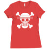 onepiece  straw hat crew flag luffy pirates anime Ladies Fitted T-Shirt