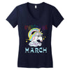 unicorns are born in march cute unicorn Women's V-Neck T-Shirt
