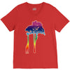 giraffe reaching up with its long neck to eat leaves off branches from V-Neck Tee