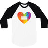 Rainbow Equality Heart 3/4 Sleeve Shirt
