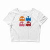 cool retro 80s pacman ghosts video games Crop Top