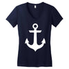 anchor black sailor vintage style navy nautical Women's V-Neck T-Shirt