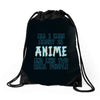 care about anime and two real people girls Drawstring Bags