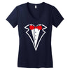 tuxedo bow Women's V-Neck T-Shirt