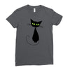 black cat idiot Ladies Fitted T-Shirt