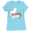 rainbow unicorn Ladies Fitted T-Shirt