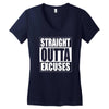 straight outta excuses Women's V-Neck T-Shirt