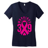 end breast cancer   39 warriors Women's V-Neck T-Shirt