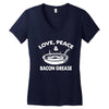 love peace and bacon grease Women's V-Neck T-Shirt