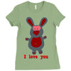i love you bunny hare rabbit cupid couple kiss fun Ladies Fitted T-Shirt