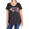 pig oink funny Ladies Curvy T-Shirt