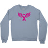 breast cancer ribbon with wing Crewneck Sweatshirt