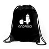 android robot spoof Drawstring Bags