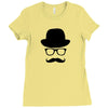 hat wayfarer glasses funny moustache hipster funny geek light tee shir Ladies Fitted T-Shirt