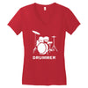 drummer drum kit indie rock music Women's V-Neck T-Shirt