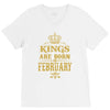 kings are born in february V-Neck Tee