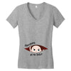 July Peeking Out Baby Boy in Spanish Women's V-Neck T-Shirt
