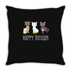 happy meowr Throw Pillow