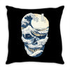the great wave off skull Throw Pillow