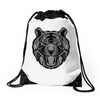 tiger zentangle Drawstring Bags