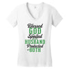 blessed god by spoiled by my husband protected by both Women's V-Neck T-Shirt
