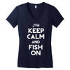 keep calm and fish on Women's V-Neck T-Shirt